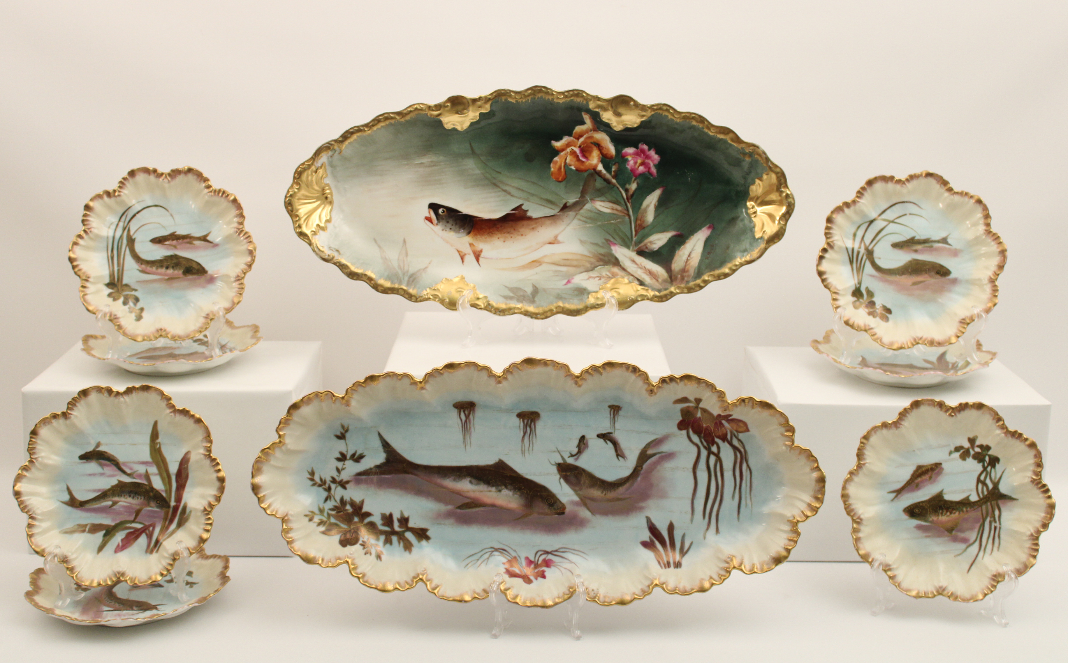 9 PC. FRENCH HAND PAINTED LIMOGES