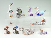 9 PC. HEREND FISHNET PORCELAIN