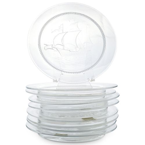 (9 PC) LALIQUE CRYSTAL PLATE