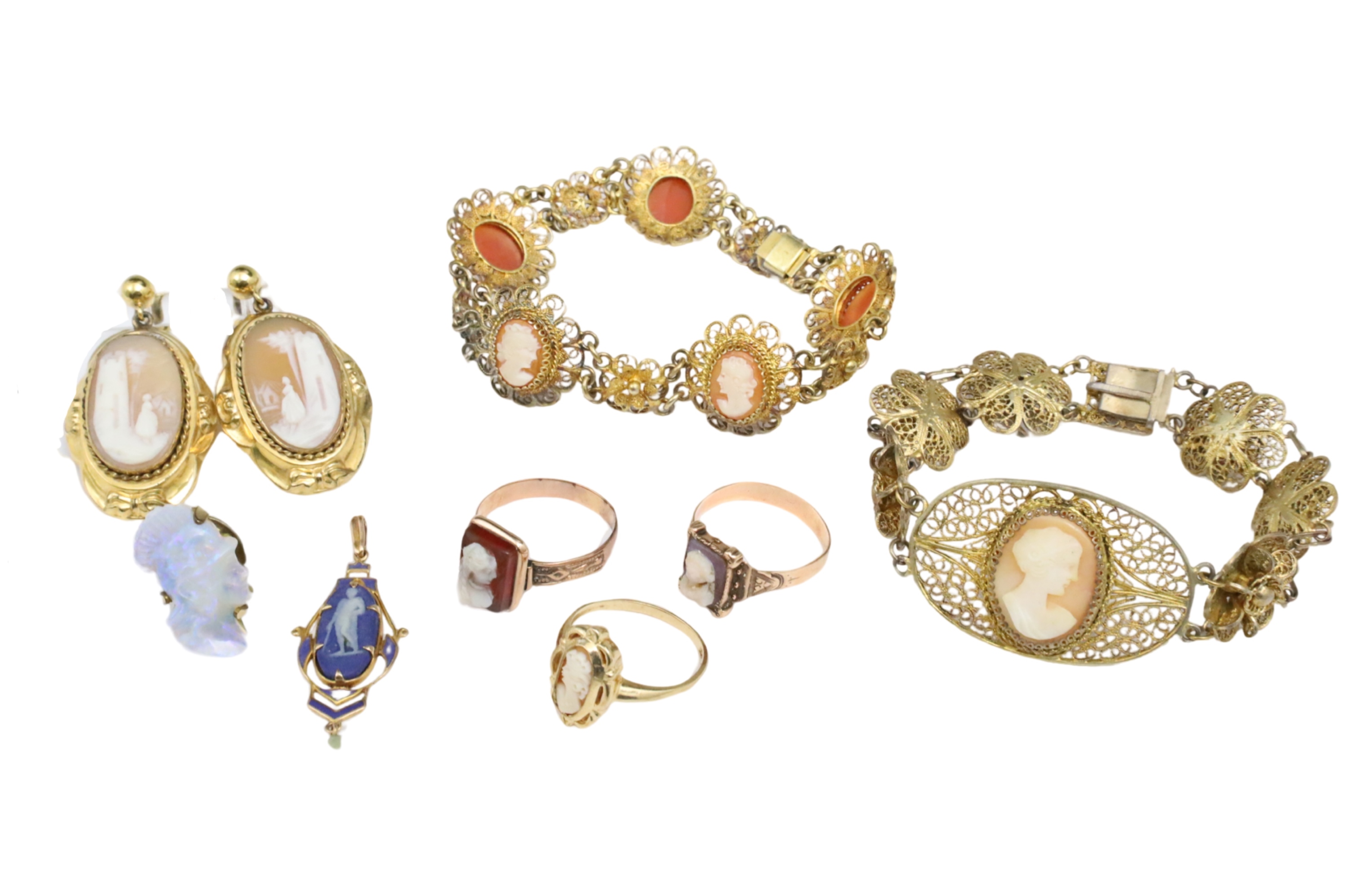 9 PC LOT OF CAMEO JEWELRY INCL.