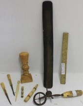 9 PC SCRIMSHAW LOT, 19TH C FRO