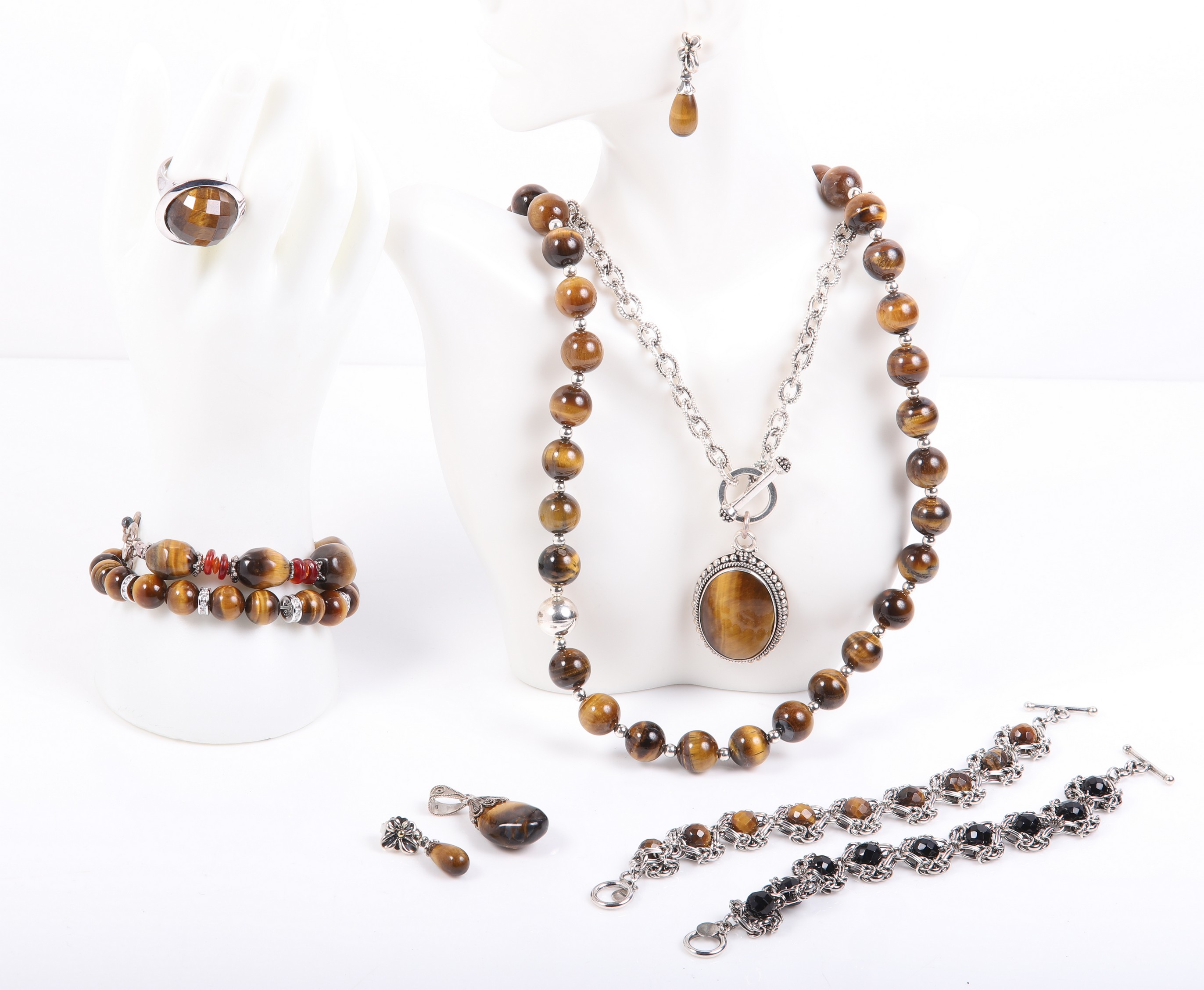(9) Pc sterling and tigers eye
