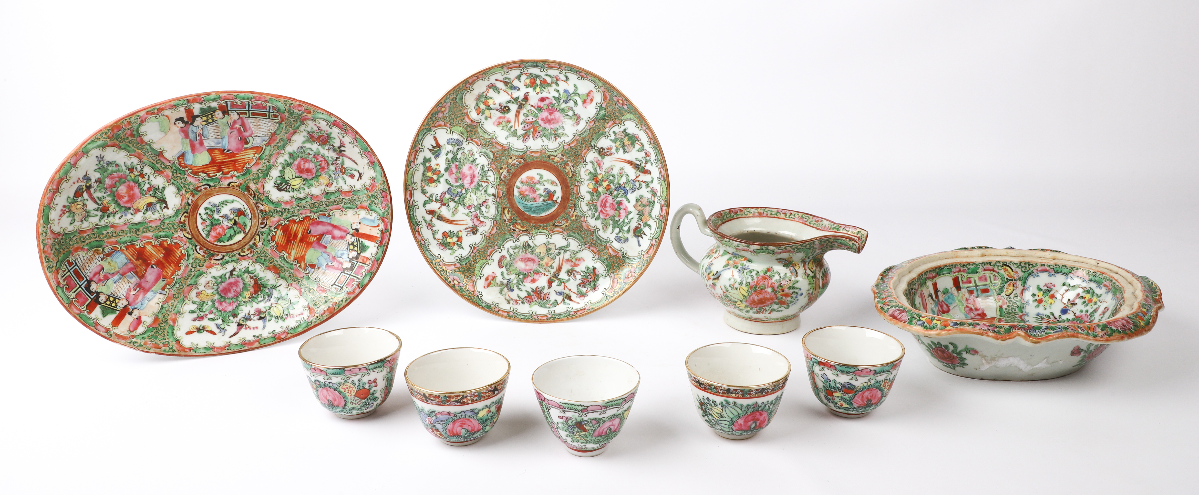 (9) Pcs Chinese Famille Rose & Rose