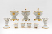 9 PCS, CREAM & GILT PORCELAIN