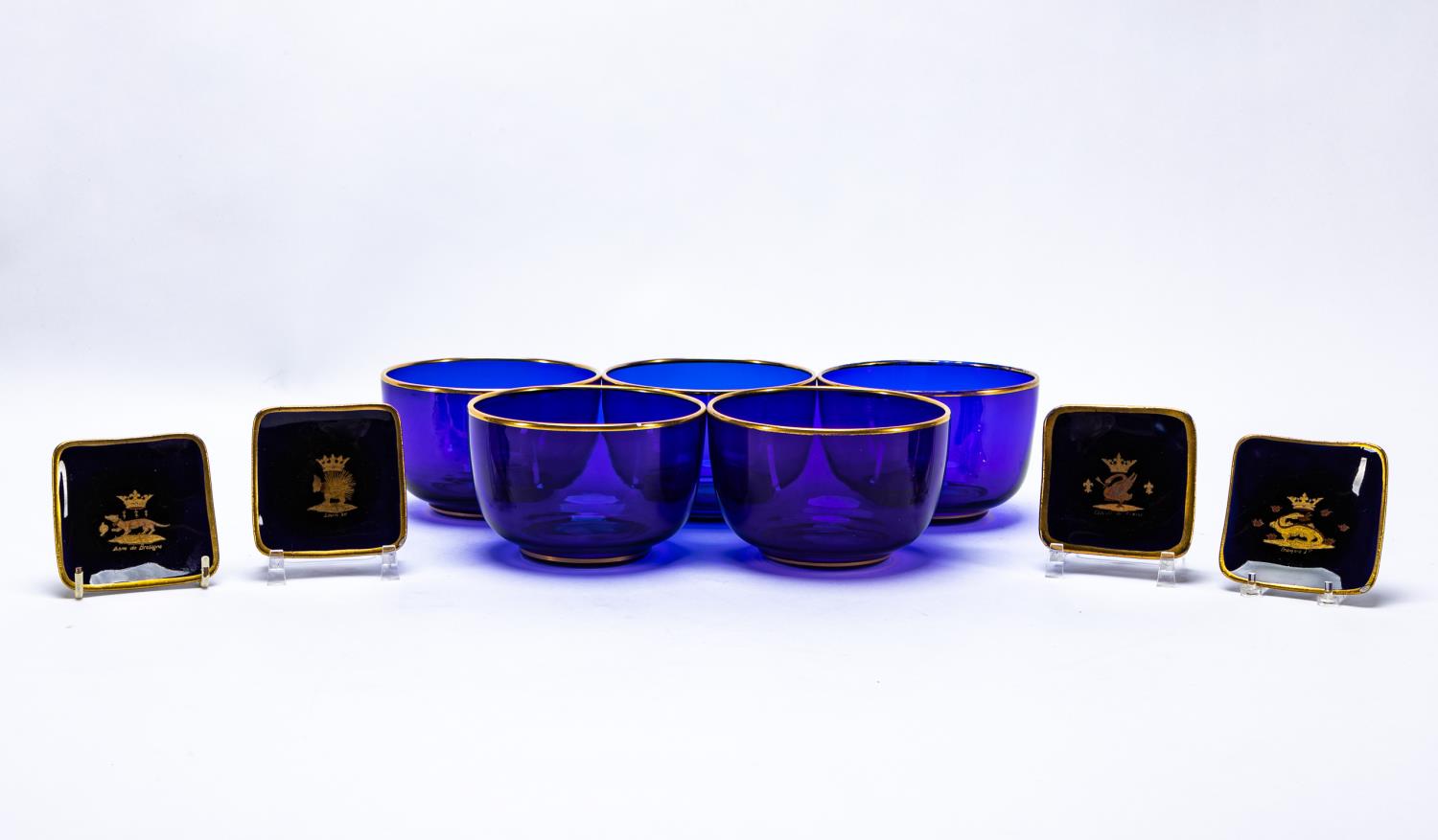 9 PCS FRENCH COBALT & GILT
