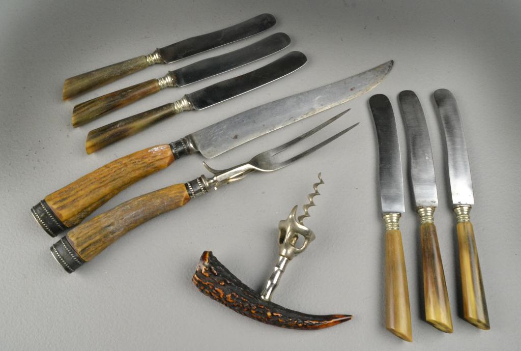 (9) Pcs. Horn & Sterling Silver