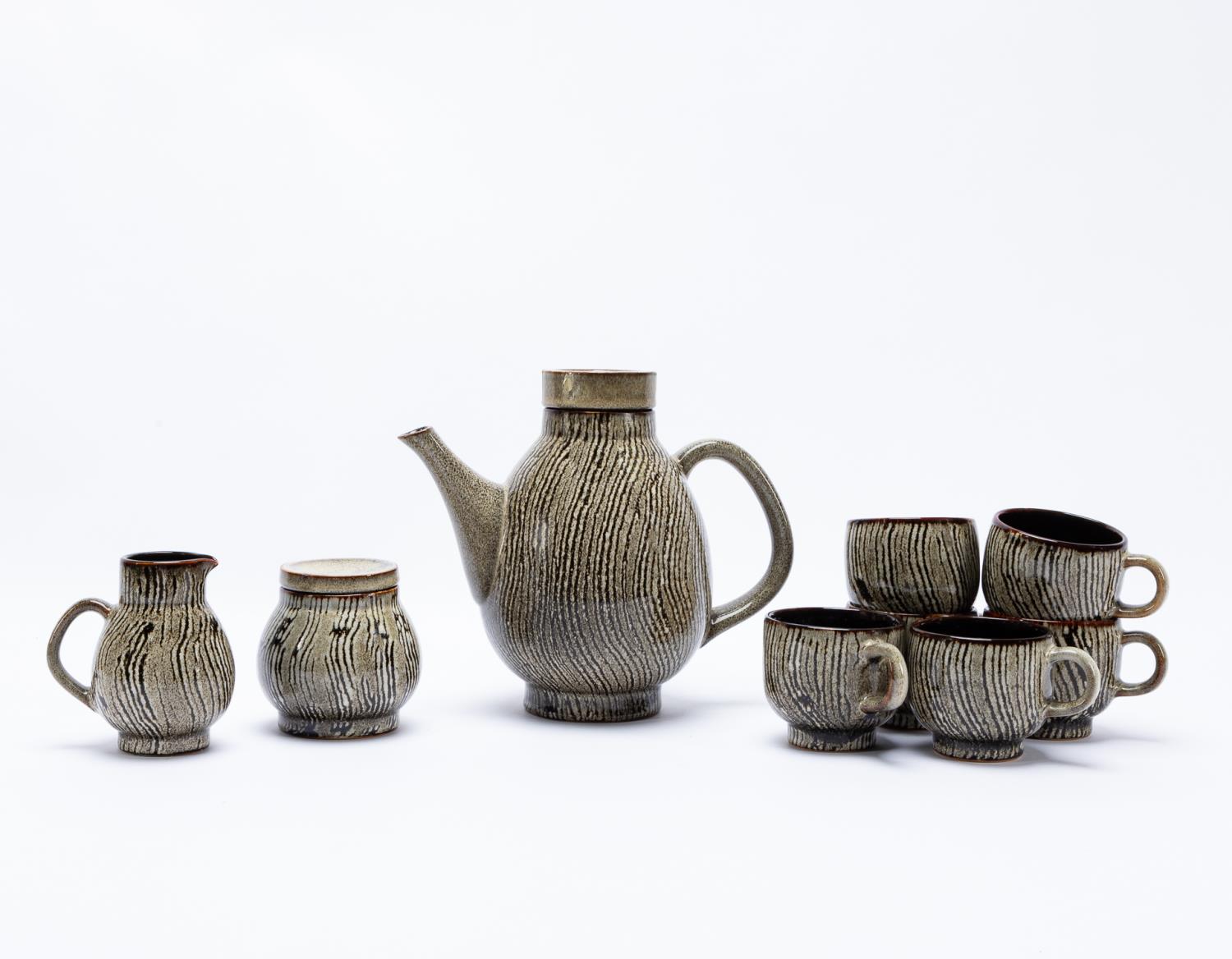 9 PCS JAPANESE GLAZED CERAMIC TEA