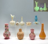 9 PIECE LOT BURMESE? ART GLASS