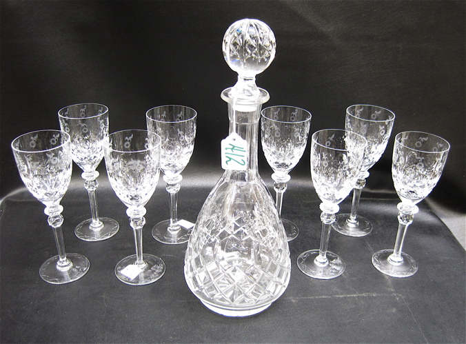 9 PIECE ROGASKA CRYSTAL DECANTER