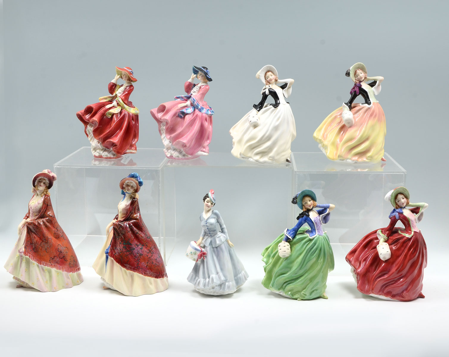 9 PIECE ROYAL DOULTON LADY FIGURES: