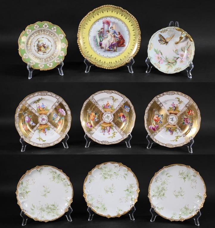 9 PIECES CONTINENTAL PORCELAIN