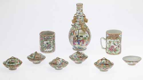 9 PIECES OF CHINESE FAMILLE ROSE