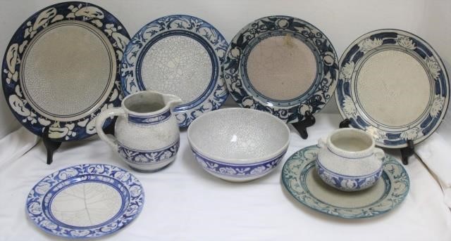9 PIECES OF DEDHAM POTTERY. TO