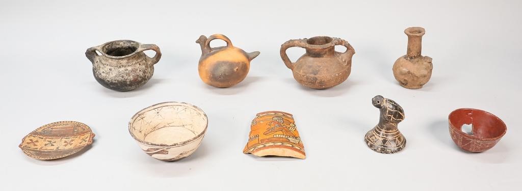 9 PIECES PRE-COLUMBIAN POTTERY9