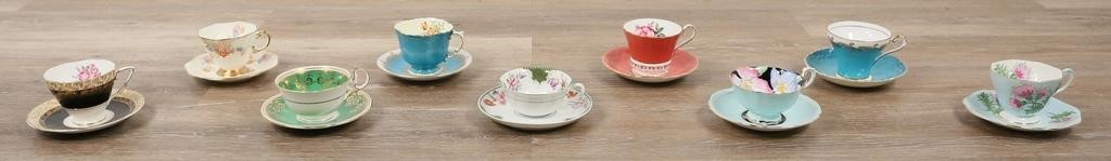 9 PORCELAIN TEACUPS AND SAUCERS4