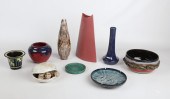 (9) Pottery vases, sculpture a