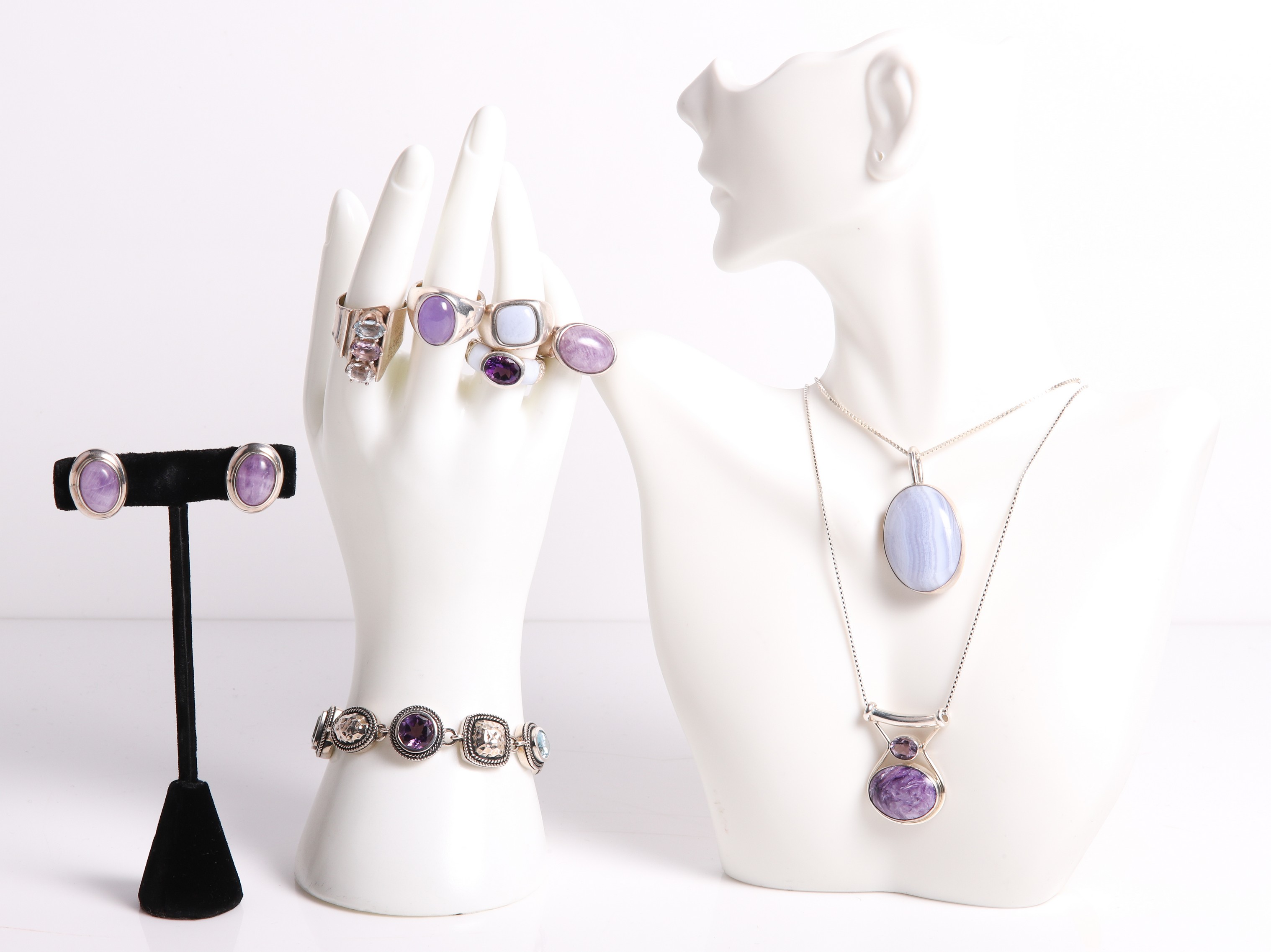 (9) Purple stone sterling jewelry