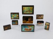 9 RUSSIAN HAND PAINTED LACQUER
