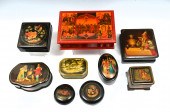 9 RUSSIAN LACQUER BOXES: 9 Rus