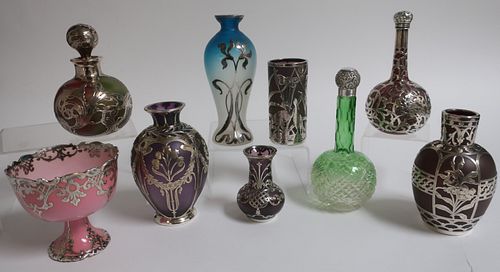 9 SILVER OVERLAY & GLASS ITEMS9