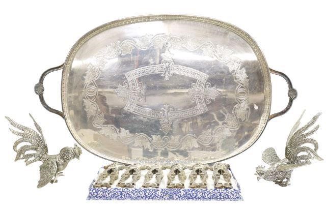 (9) SILVER PLATE TRAY, LOBSTER