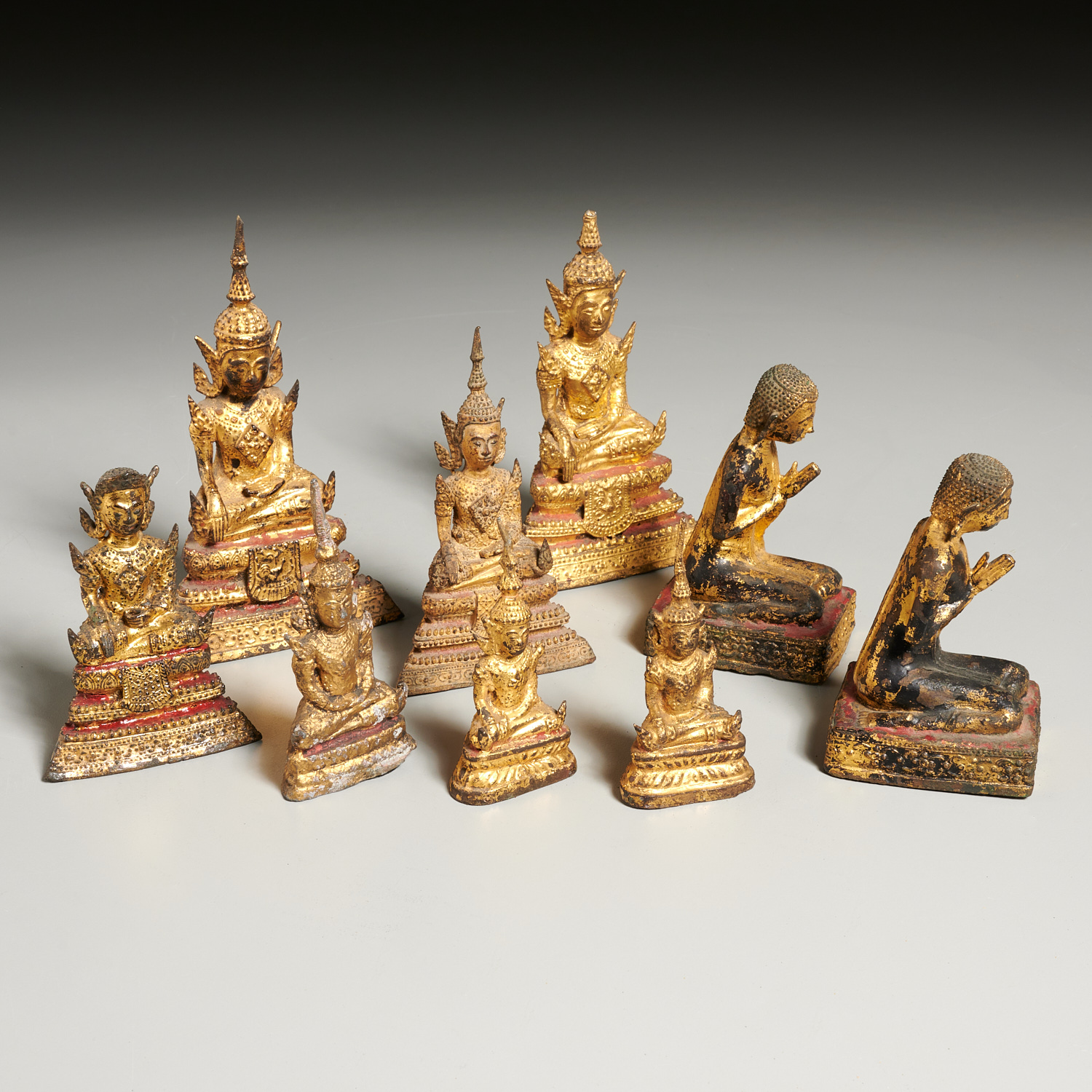 (9) THAI MINIATURE GILT BRONZE