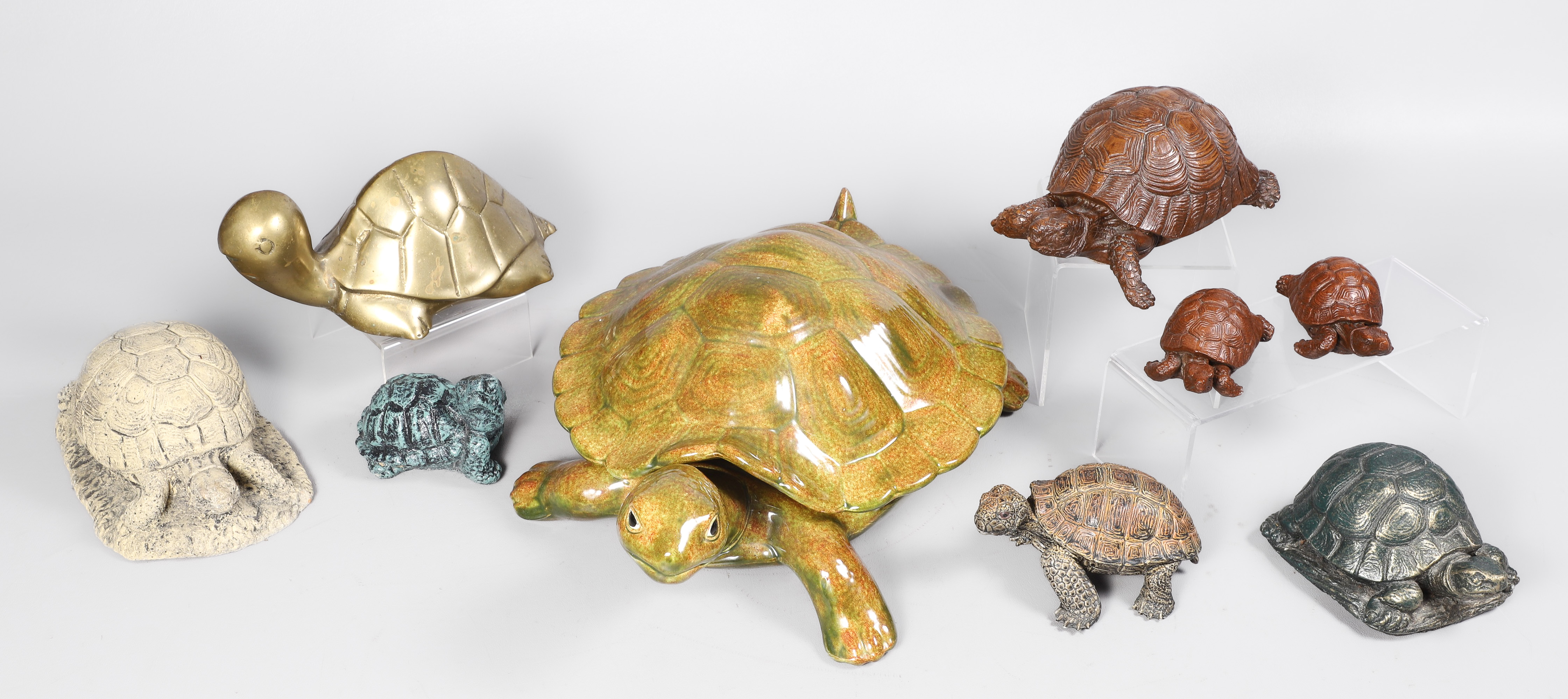 (9) Turtle figurines, including