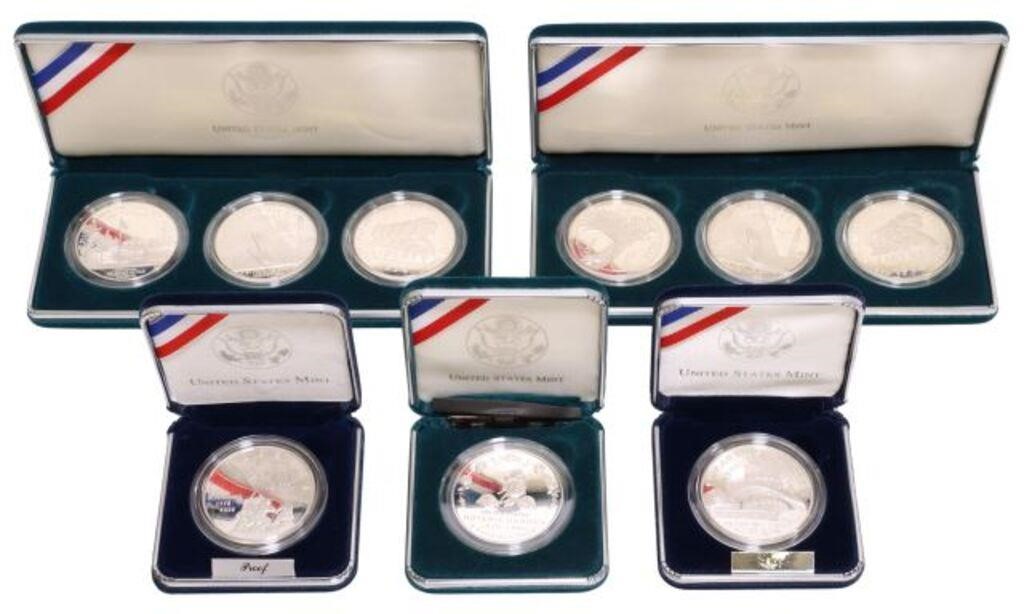 (9) US PROOF COMMEMORATIVE COINS,