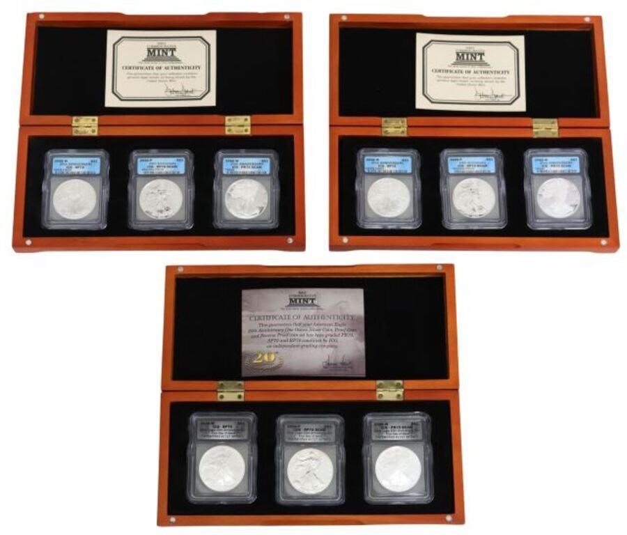 (9) US SILVER EAGLES 1OZ FINE PROOF
