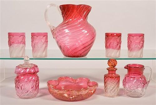 9 VARIOUS PIECES OF CRANBERRY