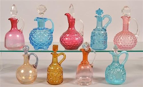 9 VARIOUS VICTORIAN ART GLASS AND