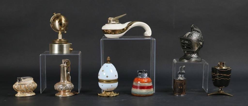9 VINTAGE TABLE LIGHTERS