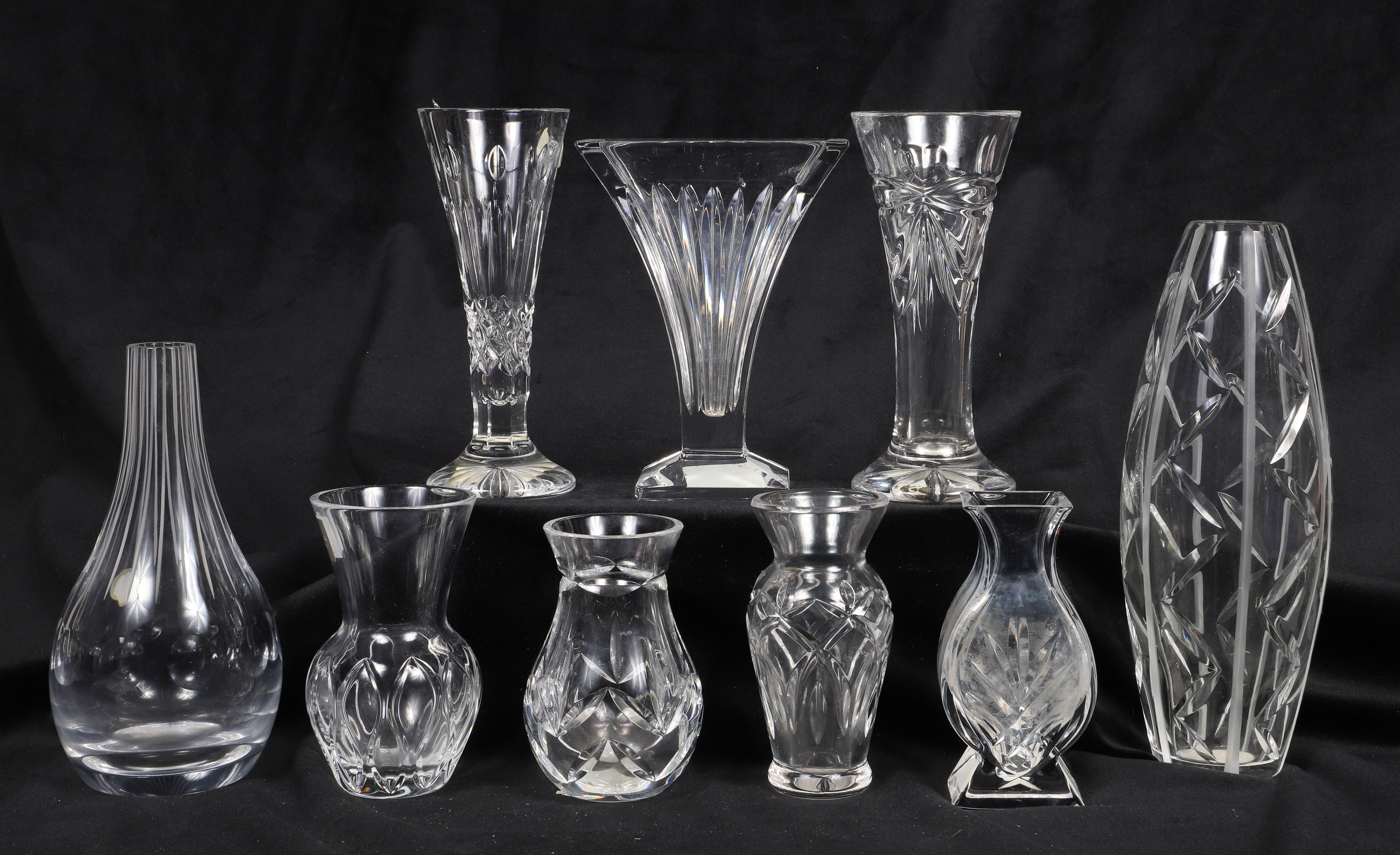 (9) Waterford crystal bud vases,