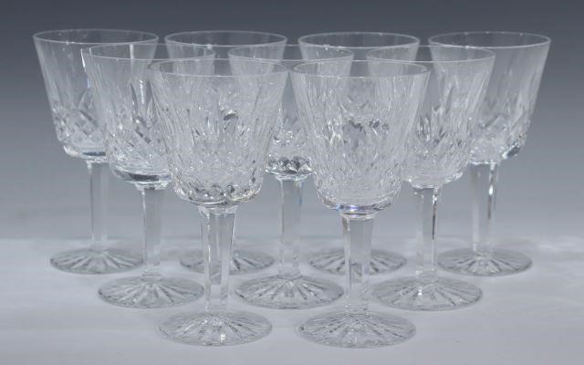 (9) WATERFORD 'LISMORE' CUT CRYSTAL