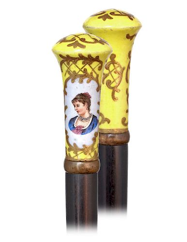 91. PORCELAIN DRESS CANE -CA.