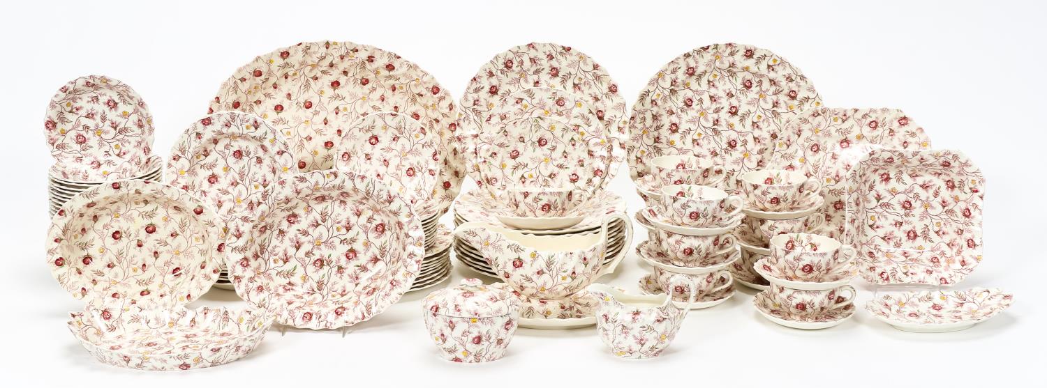 92 PC SPODE "ROSEBUD CHINTZ" DINNER