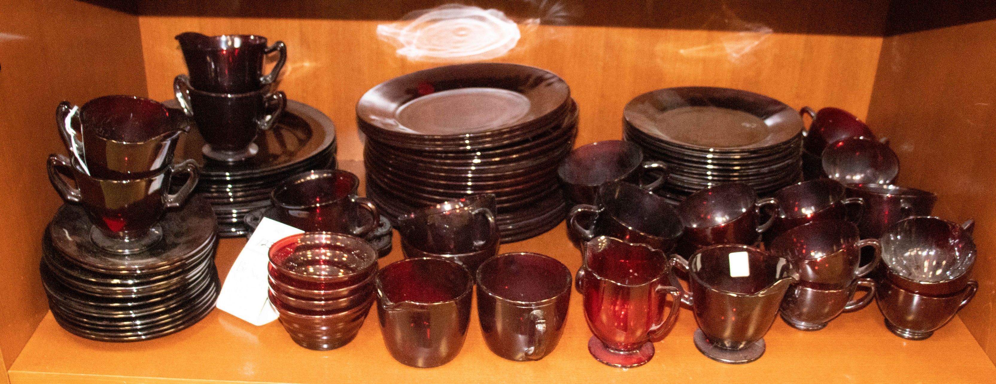 (92) Pcs ruby red glass dinnerware,