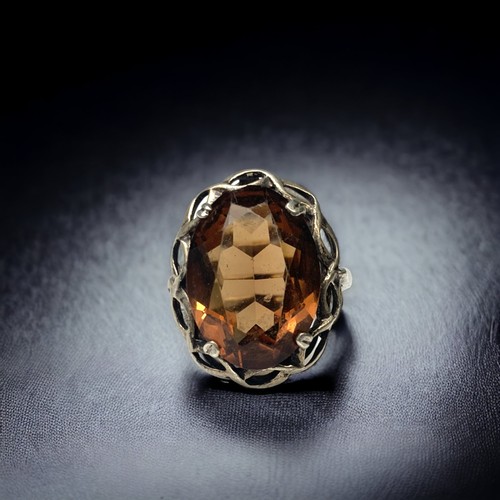 925 silver Amber statement ring