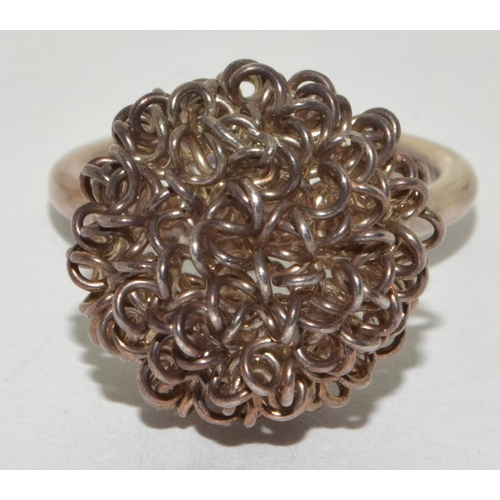 925 silver open cluster mesh ring