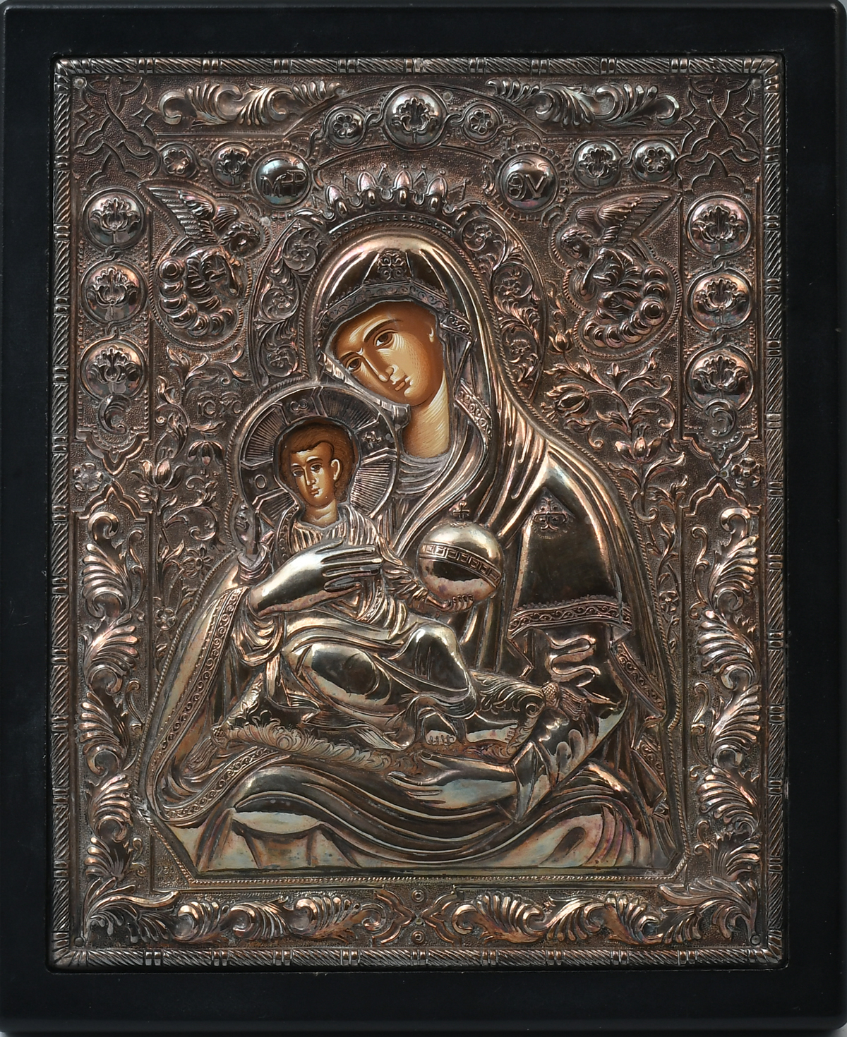 .950 SILVER ICON MADONNA & CHILD: