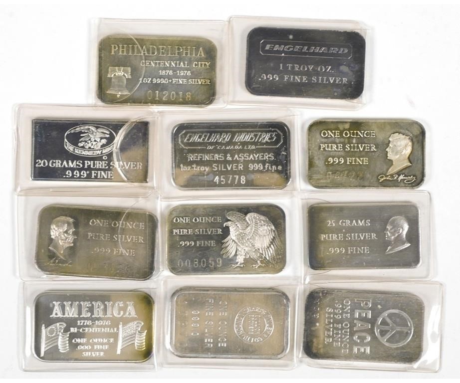 .999 SILVER BARS, SOME EARLY