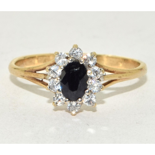 9ct gold ladies Sapphire cluster