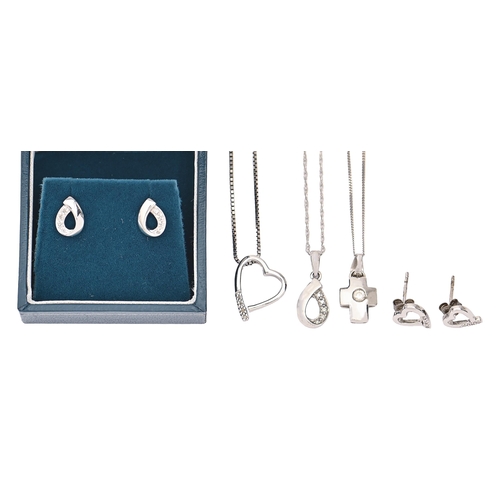  9ct white gold and silver