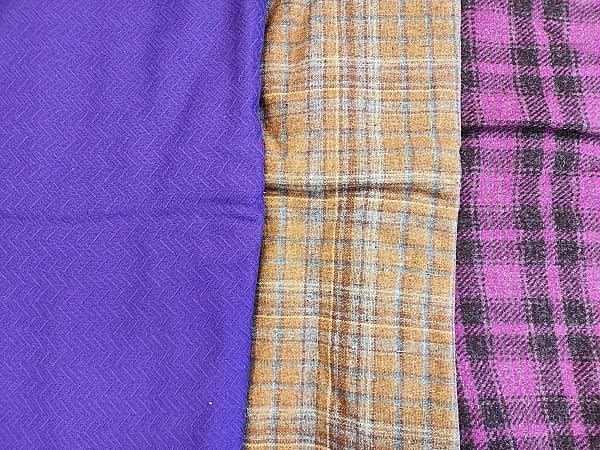 9lbs of Vintage Wool Plaid. Group