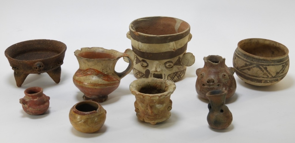 9PC ANCIENT PRE COLUMBIAN POTTERY