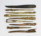 9PC ART NOUVEAU BRONZE AND BRA