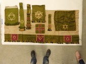 9PC. CATHOLIC GREEN SILK BROCA