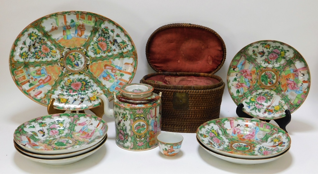 9PC CHINESE EXPORT ROSE MEDALLION