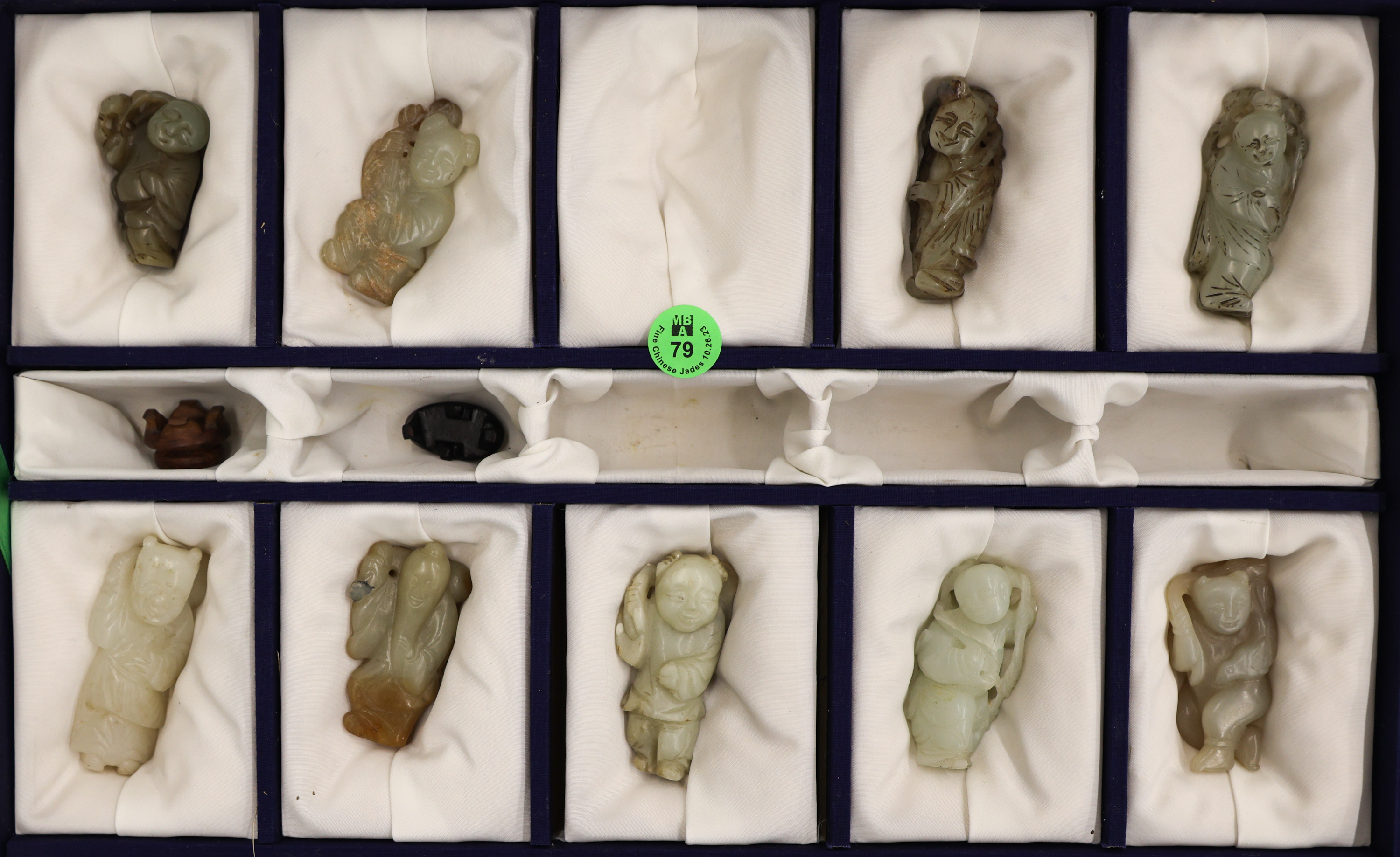 9pc Chinese Jade Figure Carvings
