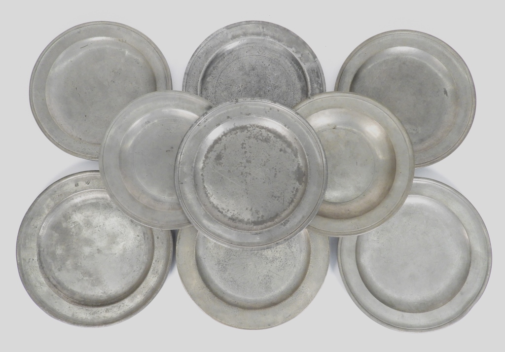 9PC EARLY ENGLISH & AMERICAN PEWTER